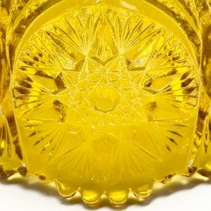 🍯🥮☀️Kemple Glass - Vintage (1930s) Amber Yulec Pattern Open Sugar Bowl.